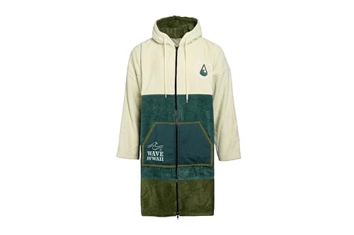WAVE HAWAII Zip-Poncho Pattaya Größe L 165-195cm mit Langen Ärmeln & Reißverschluss 100% Baumwolle Surf-Poncho für Erwachsene Damen und Herren Frottee Handtuch Umziehhilfe Badeponcho
