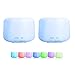 081 Store - 2 pezzi Diffusore Aromaterapia Lampada d' Atmosfera Aroma dell' umidificatore a ultrasuoni Portatile e 7 LED diffusore di Oli Essenziali 300 ml