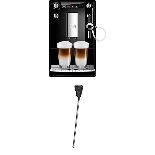 Melitta Caffeo Solo & Perfect Milk E957-101 Schlanker Kaffeevollautomat mit Auto-Cappuccinatore | Automatische Reinigungsprogramme Schwarz + Milchlanze für Kaffeevollautomaten, Edelstahl, Schwarz