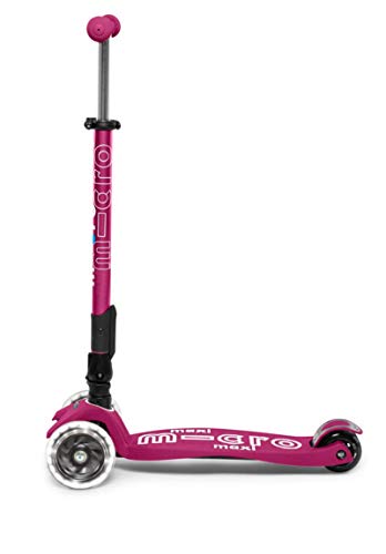Image of Micro Kickboard | Maxi Foldable LED Kids Scooter for Ages 5-12 | Children up to 110 lbs | 3 Wheel Lean-to-Steer Design | Adjustable T Bar | Smooth Ride, Motion Activated PU LED Wheels | Swiss Design