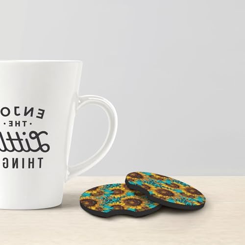 Posavasos para coche con diseño de girasoles y leopardo 7