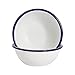 Price comparison product image Argon Tableware Premium White Enamel Cereal Bowls - 155mm / 6" - Blue Trim - Pack of 2