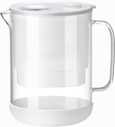 Waterdrop PT-72W Glass Water Filter Pitcher, 7-Cup, Eco-Friendly, White