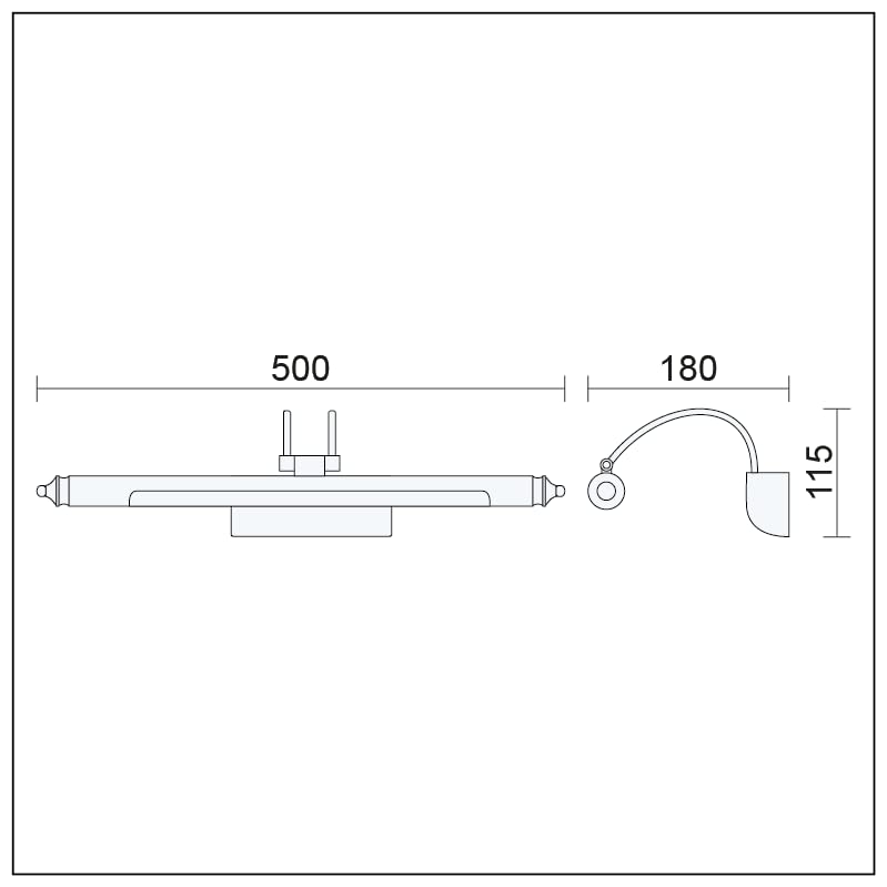 Kwazar Luminaire - Wandleuchte Innen, Spiegelleuchte Bad 8W, Feuchtraumleuchte Led, Badezimmer Lampe 4000K Neutralweiß, Geringer Energieverbrauch. Antrisch, Rustikal, Retro - 50 cm GALERY.2