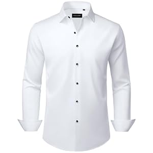 Alimens & Gentle Men’s Fashion Shirts Stretch Long Sleeve Business Casual Regular Fit Button Down Dress Shirts