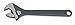 Adjustable Wrench, 18 in, Black, Plain