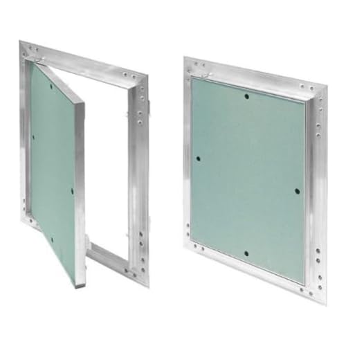 SYSTERM Revisionsklappe 200x200mm Gipskarton 12 5mm KRAL2 Revisionstür Revision Wartungstür 20x20cm Wartung Reinigungsklappe Wartungsöffnung mit Aluminium-Rahmen Feuchtraumgeeignet grün Trockenbau