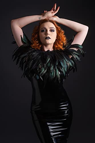 HOMELEX Black Witch Feather Collar Crow Shawl Costume Halloween Swan Wings Accessories Cape for Women