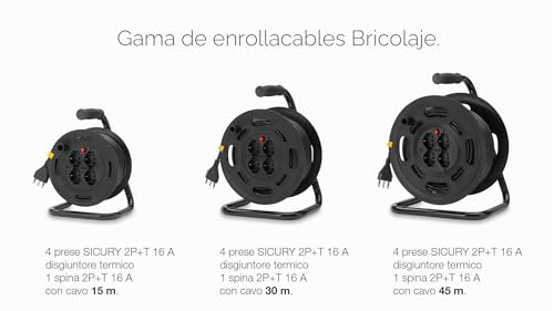 Enrollacables VIMAR con disyuntor térmico de protección contra sobrecarga 230V 4