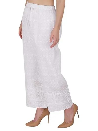 JAGMOOLYA Products Women's Chicken Embroidred Cotton Regular Fit Palazzo Pants | White Chicken Plazo Pants (White)-picture-37