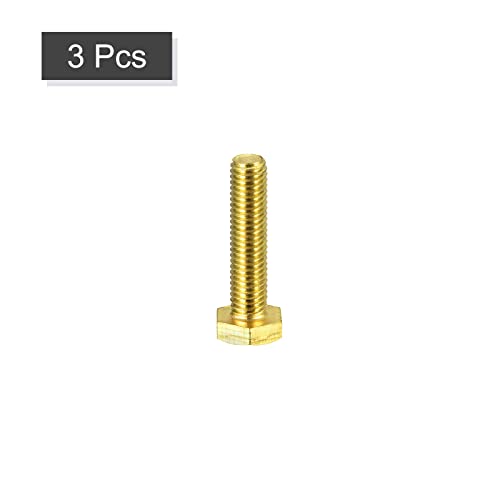 Image of uxcell Brass Hex Bolts, M8x35mm 3pcs Fully Thread Grade 4.8 Solid Brass Hexagon Head Bolt Machine Screws for Machinery