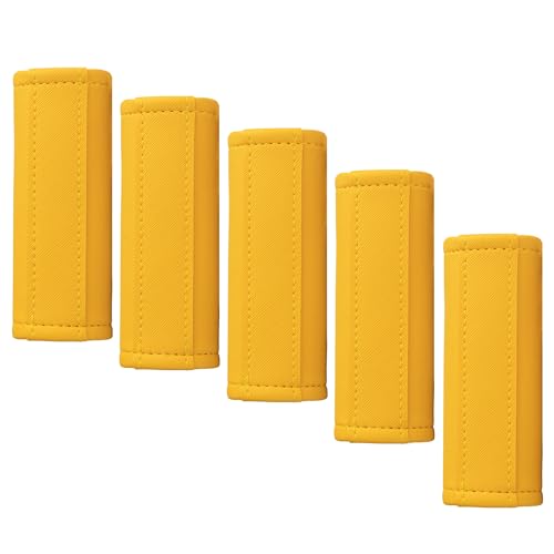 Luggage Handle Wrap 5 Pack-Leather Luggage Handle Wraps for Suitcase/Handbag/Duffel Bag/Car Bright Luggage Identfier/Handle Covers/Grips Luggage Accessories for Travel 3.0 (Yellow)