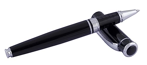Image of amazon basics Ballpoint Pen with Case for Office, Home and Gifting (Black Body, Blue Ink)