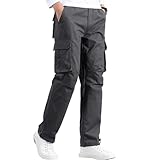 Mylldey Mens Cargo Pants Classic Fit Cotton Mens Work Pants Casual Elastic Waist Men Pants 6 Pccket (Drakgray, 34) Grey