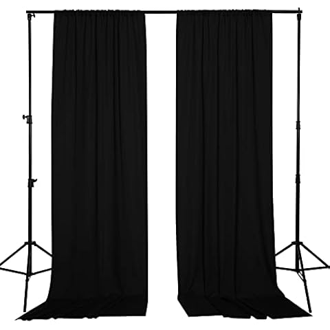 StangH Black Backdrop Curtains for Parties - 10 ft Curtain Drapes for Partition Room Dividers Curtains Waterproof Home Theater Studio Backgrounds Wedding Stage Stand Panels, 2 Panels Cover