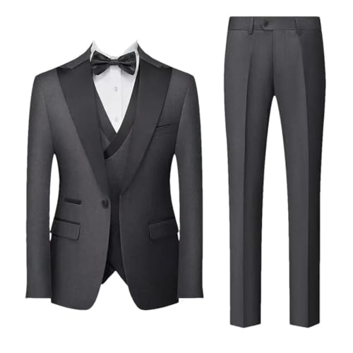 Men Classic Three Piece Suit Blazer Vest Pants Set for Wedding Formal Party Business Casual Suit