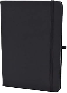 A5 Notebook Journal-Classic Notebook, Elastic Closure, Hardcover Writing Notebook Lined with Pen Loop 192 Pages, 8.4" x 5.8" (Black)