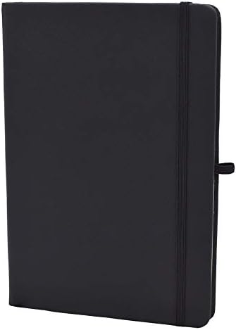 A5 Notebook Journal-Classic Notebook, Elastic Closure, Hardcover Writing Notebook Lined with Pen Loop 192 Pages, 8.4" x 5.8" (Black)