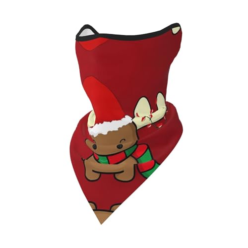 POEZJZW Bonita bandana con estampado de renos navideños, bufanda para la cara, calentador de cuello, multifuncional, sin costuras