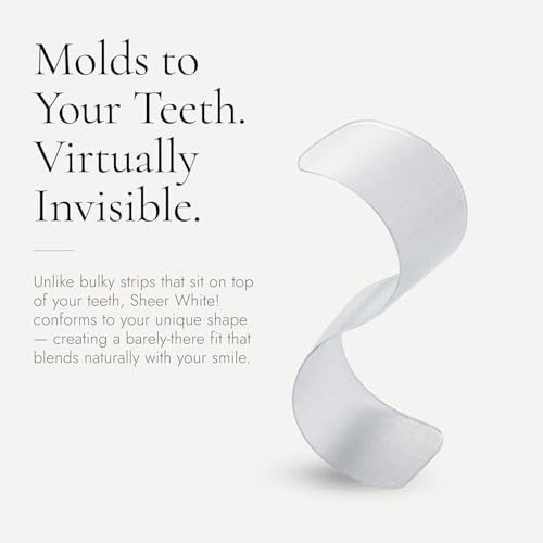 Image of Sheer White! Teeth Whitening Strips - Professional Strength Formula Whitens Up to 5 Shades in 5 Days, Invisible No Slip Strips Mold to Teeth, Enamel Safe Formula, Whiten Anytime - Anywhere!