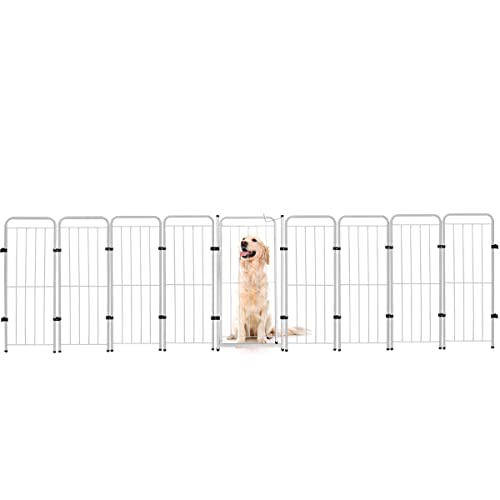 Cercado Cachorro Caes Grande Portao + 8 Modulos 344x98cm Pet Cor:Branco