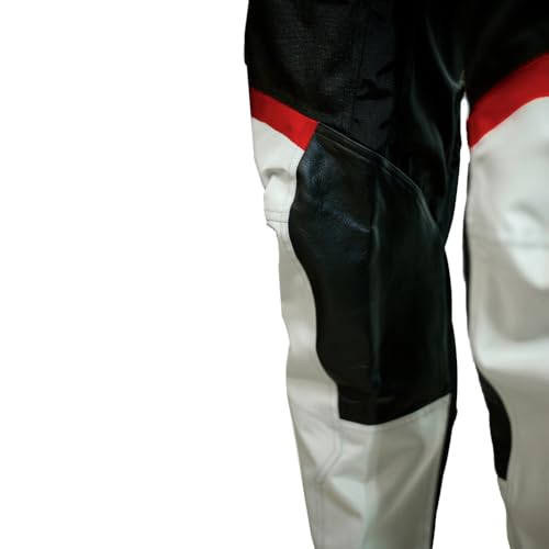 Image of Raida Men Trailcraft Off-Road Mid Rise Slim Pants | MX & Trail Ride | Lightweight | Abrasion-Resitant Fabric | Heat Sheild Panel | (XXXL, Grey /Red)