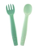 nip Green Öko Baby- und Kinderbesteck ab 9 Monate, spülmaschinengeeignetes Besteckset Löffel & Gabel, BPA-frei, ohne Melamin, nachhaltig, Grün
