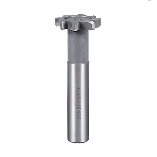 Image of uxcell HSS-AL T Slot End Mill Milling Cutter 8 Flutes 32mm Cutting Dia 6mm Depth