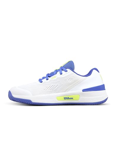 WILSON Intrigue Pro Women's Tennis Shoe - White/Amparo Blue/Safety Yellow, Size 9.0 US