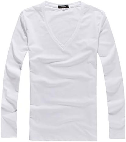 Amazon ミックスリミテッド Tシャツ メンズ タイト 長袖 ロンt Vネック 深vネック カットソー クルーネック T800 Wht Xl Tシャツ カットソー 通販