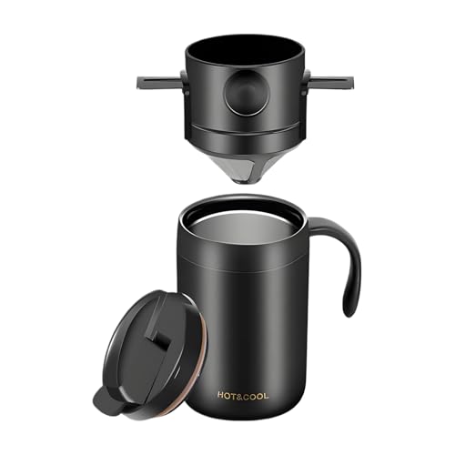 Taza de café de viaje - Taza de viaje de café con aislamiento | Botella de vacío de doble pared portátil reutilizable | Taza de café con aislamiento de acero inoxidable para bebidas calientes y frías,