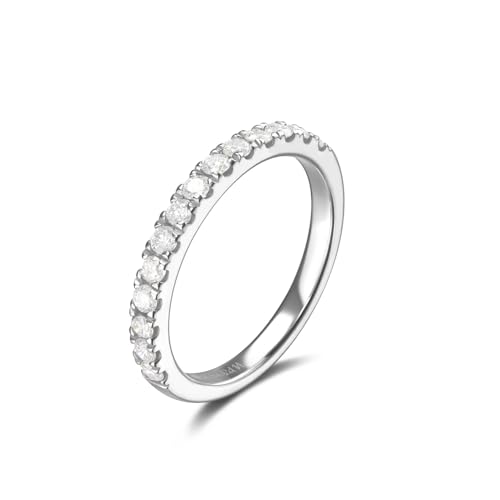 AGVANA Eternal Glow 0.42 Ct. Tw. Lab Grown Diamond Ladies Eternity Wedding Anniversary Stackable Band Ring in Sterling Silver Engagement Promise Wedding Band Ring for Women (D-E Color, VS Clarity)