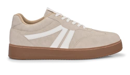 MACTREE Suede Leather Upper Laceup Casual Sneakers for Men Off White - Image 5