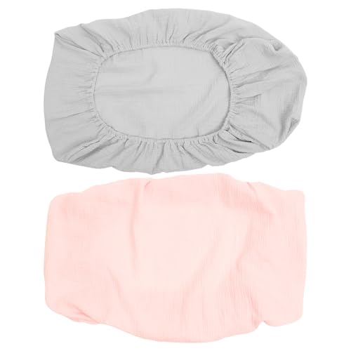 LIOOBO Funda para Cambiador de Ñiño 2 Piezas Lavable y Extraíble, Sábana Cambiadora Elástica de Algodón Transpirable, Protección Suave para Recién Nacidos en Tonos Rosa Claro y Gris