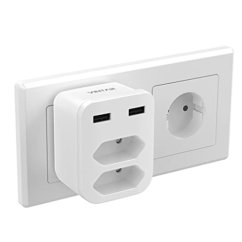VINTAR Mehrfachstecker für Steckdose, USB Steckdose , Steckdosenadapter (4000W) mit 2 USB Stecker(2.4A) und 2 Europäische Steckdosen(2.5A), 4-in-1 Steckdosenadapter, Steckdose mit USB, Weiß Cover