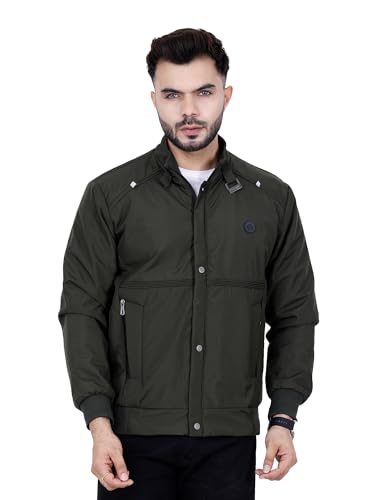 Image of Dollar Full Sleeves Bomber Jacket for Men | TPU Men's Standing Collar Lightweight Winter Jacket, Regular Fit