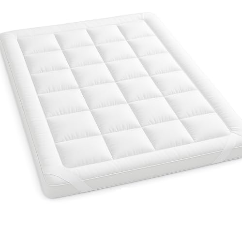 Extra Thick Hotel Quality Box Stitched Microfibre Mattress Topper 10cm – Super Soft Heavy Fill, Orthopaedic Comfort, Anti-Allergy, Hypoallergenic, Breathable & UK Made (Double, 137cm x 190cm)