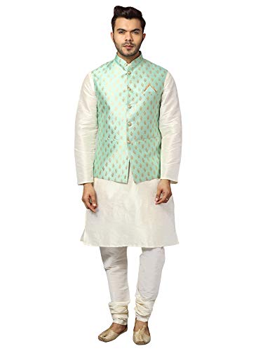 Image of Uri and MacKenzie Men's Silk Blend Kurta Pajama with Designer Ethnic Nehru Jacket /Modi Jacket