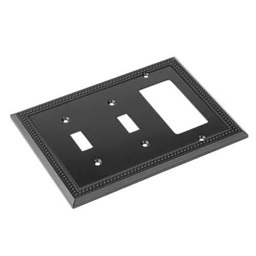 Image of Henne Bery Sunken Pearls Heavy Duty Decorative Wall Plate Switch Plate Outlet Cover (Double Toggle /Single Decorator, Matte Black)