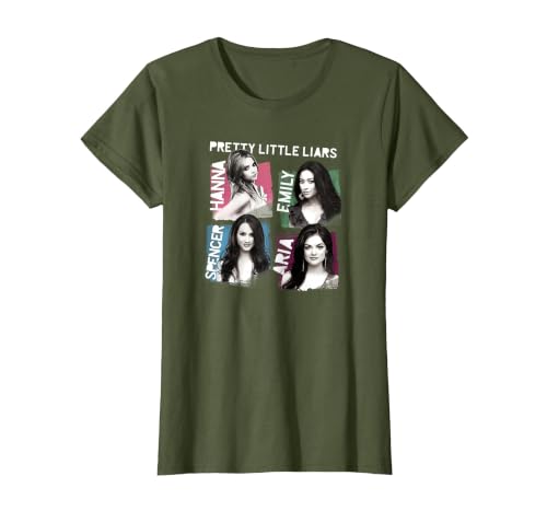 Pretty Little Liars Group Name Boxes T-Shirt, Women, Olive Green, Small