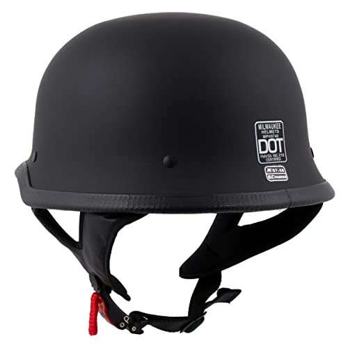 Milwaukee Helmets MPH9740DOT Dot Approved German Style 'Motorrad' Matte Black Advanced Half Motorcycle Helmet for Men and Women Biker - X-Large