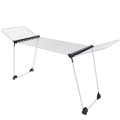 Stendibiancheria Estensibile Fino a 2 Metri Con Ruote Richiudibile 218-300 x 55 x 126 cm Griglia Telescopica 30 M di...