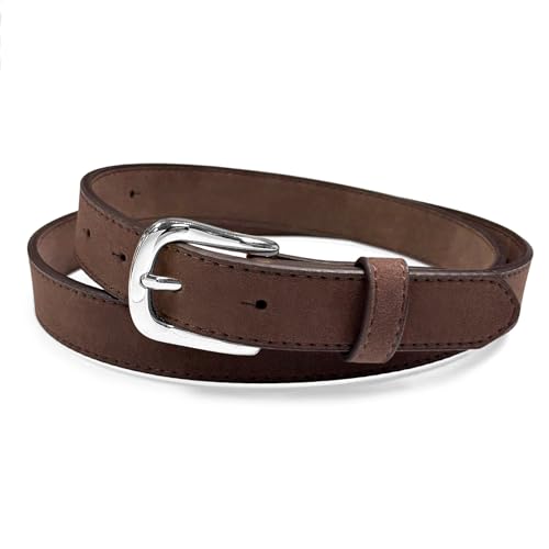 Silver or Gold Buckle Genuine Suede Leather Casual Dress Jean Belt 1