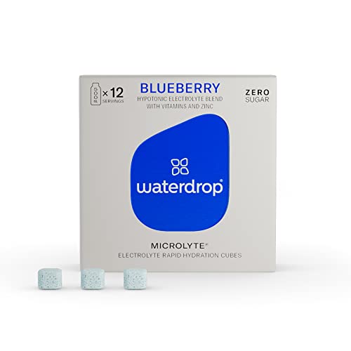 waterdrop® Microlyte BLUEBERRY | 5 Elektrolyten, 9 Vitaminen + Zink | Elektrolytgetränk ohne Zucker | 12 Portionen Elektrolyt Pulver | Veganes Sportgetränk, kalorienfrei zur schnellen Hydration