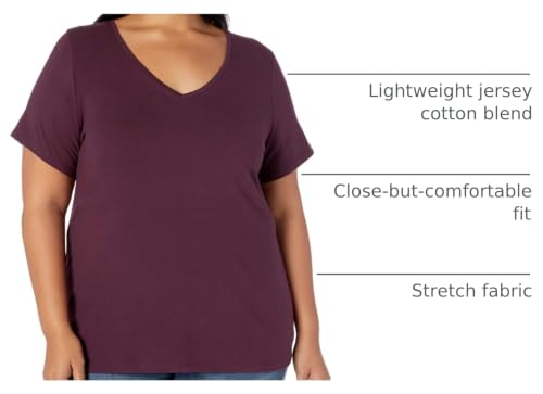 Image of Amazon Essentials Women's Plus Size Short-Sleeve V-Neck T-Shirt