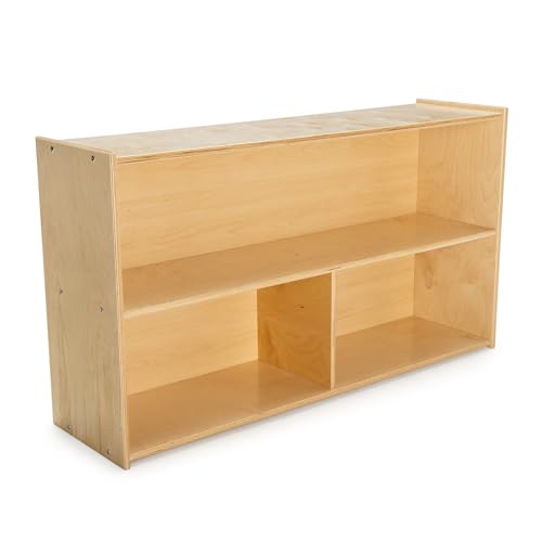 ABC Childcraft Furnishings 2-Shelf 3-Compartment Storage Unit for Classrooms and Homes, Wooden Bookshelf and Organizer, 48 x 13 x 27-3/8 Inches by Childcraft - Used condition - US$214.46