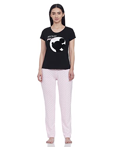 Image of Max Cotton Women Printed Round Neck T-Shirt with Elasticated Pajamas
