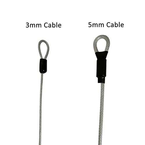 GOMRQING 4FT 5mm Security Cable Lock,Braided Steel Vinyl Coated Safety Cable Luggage Lock,Flexible Steel Cable Security Wire Rope Double Loop