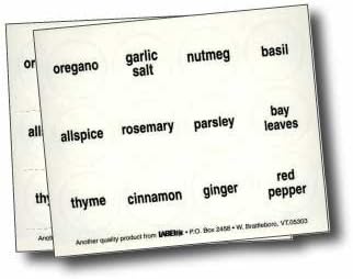 Round Spice Labels, Black Type on Clear, Set of 48