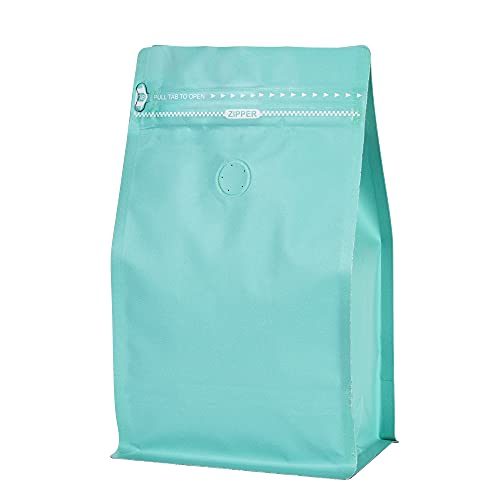 Bolsas de café de papel kraft azul con fondo plano de 16 oz 2